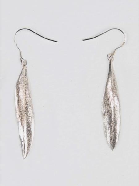 Olive leaf silver earrings