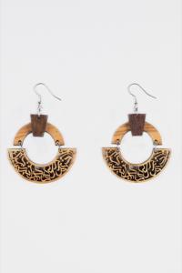 Engraved Olive Wood Earrings