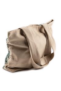 Embroidered linen tote