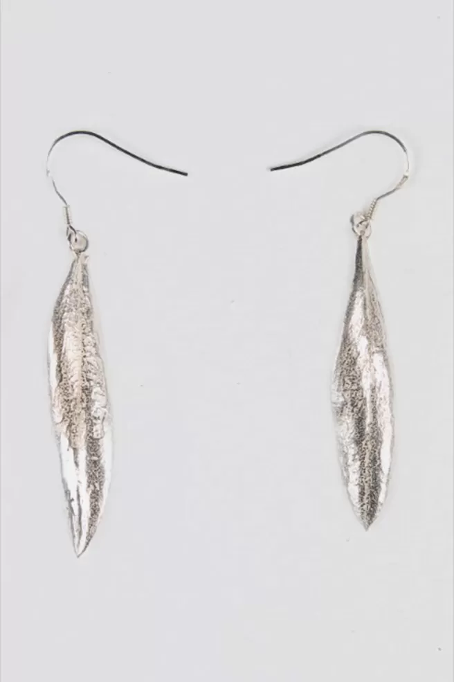 Olive leaf silver earrings